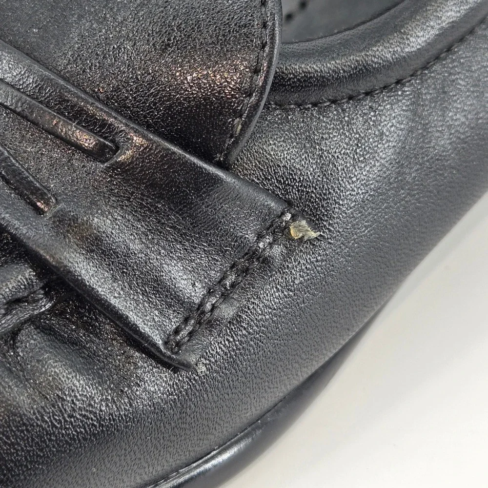 SAS Bounce Black Leather Wedge Loafer Moc Toe Slip On Comfort Shoes 9.5‎ M